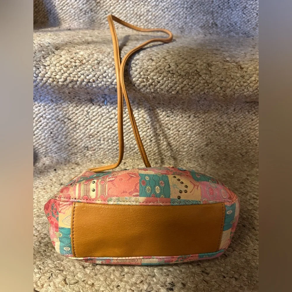 Vintage Fossil Genuine Leather Colorful Patchwork Crossbody Bag - Picture 7 of 16